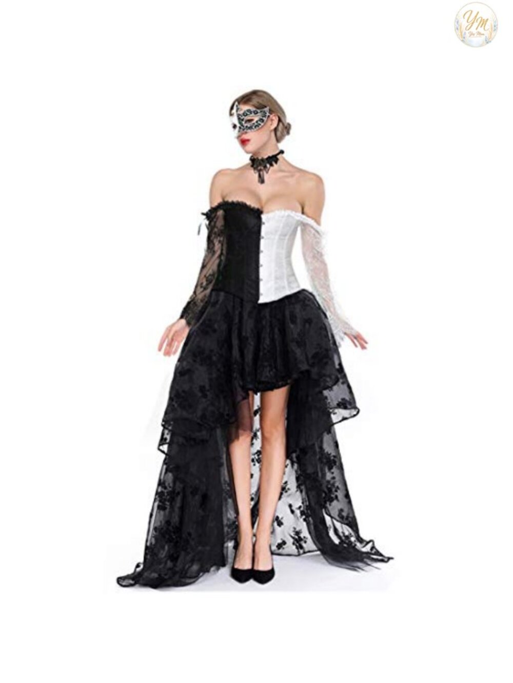 Steampunk Victorian Off Shoulder Corset High Low Skirt